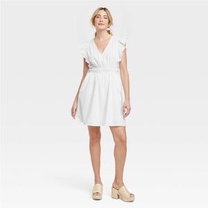 Women’s Flutter Short Sleeve Mini Dress Universal Thread White